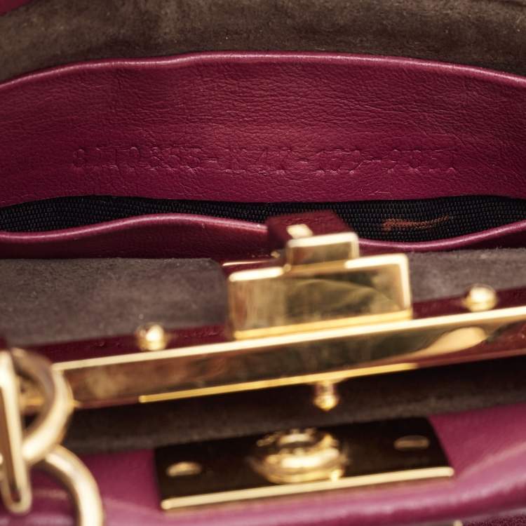 Pre Owned Fendi Fuchsia Leather Micro Peekaboo Crossbody Bag