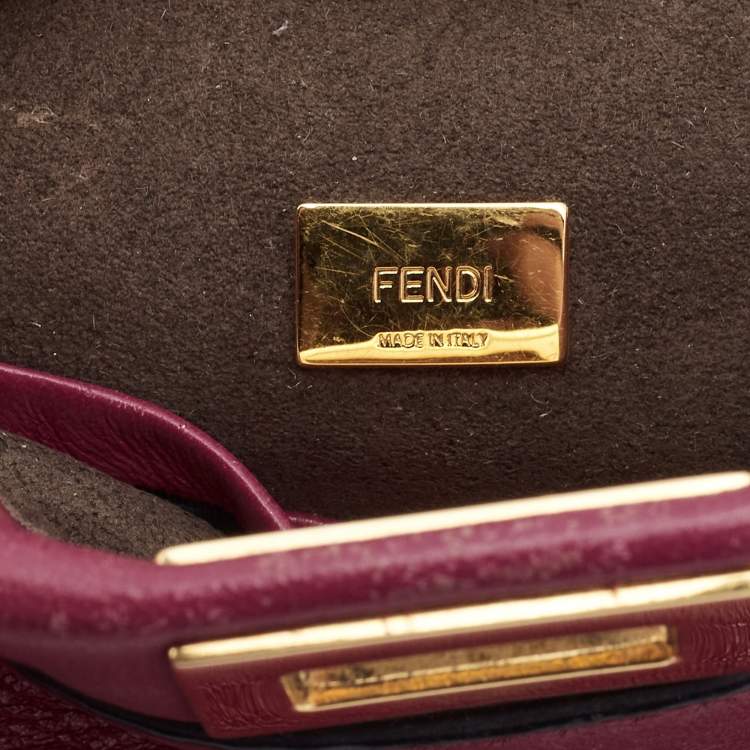 Pre Owned Fendi Fuchsia Leather Micro Peekaboo Crossbody Bag