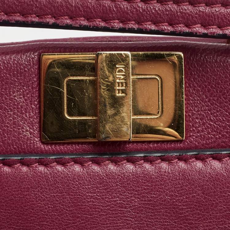 Pre Owned Fendi Fuchsia Leather Micro Peekaboo Crossbody Bag