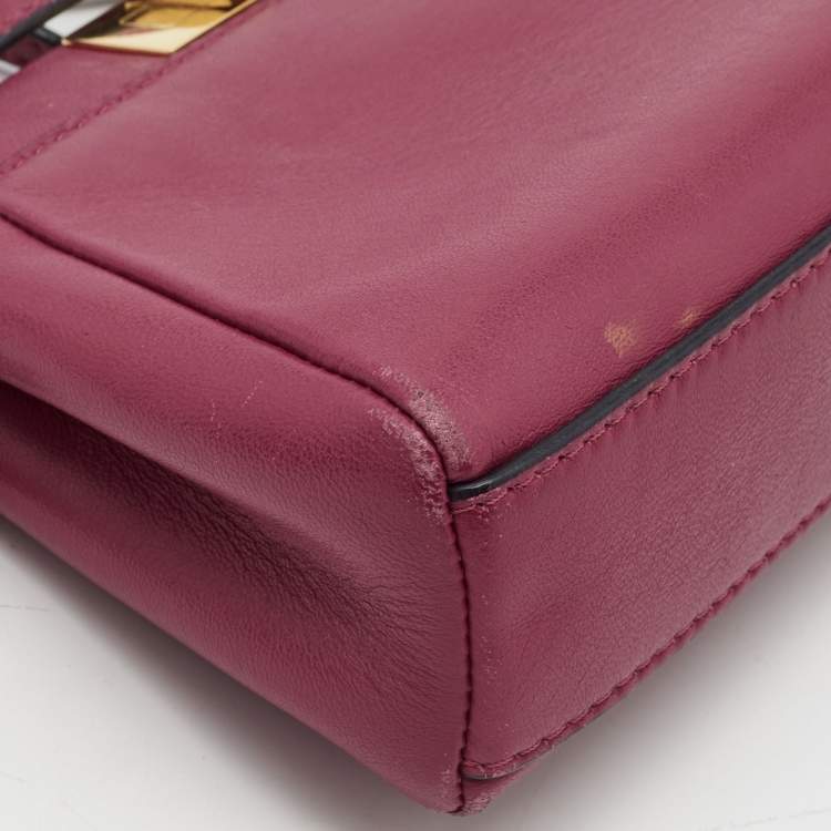 Pre Owned Fendi Fuchsia Leather Micro Peekaboo Crossbody Bag