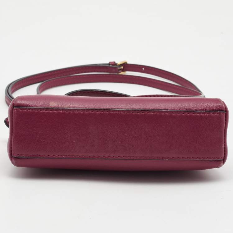 Pre Owned Fendi Fuchsia Leather Micro Peekaboo Crossbody Bag