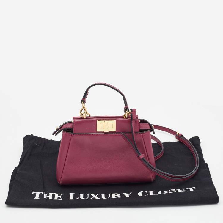 Pre Owned Fendi Fuchsia Leather Micro Peekaboo Crossbody Bag