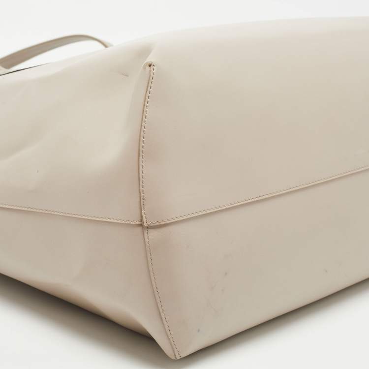 Pre Owned Fendi Light Beige Leather and Python Detail Monster Roll Tote