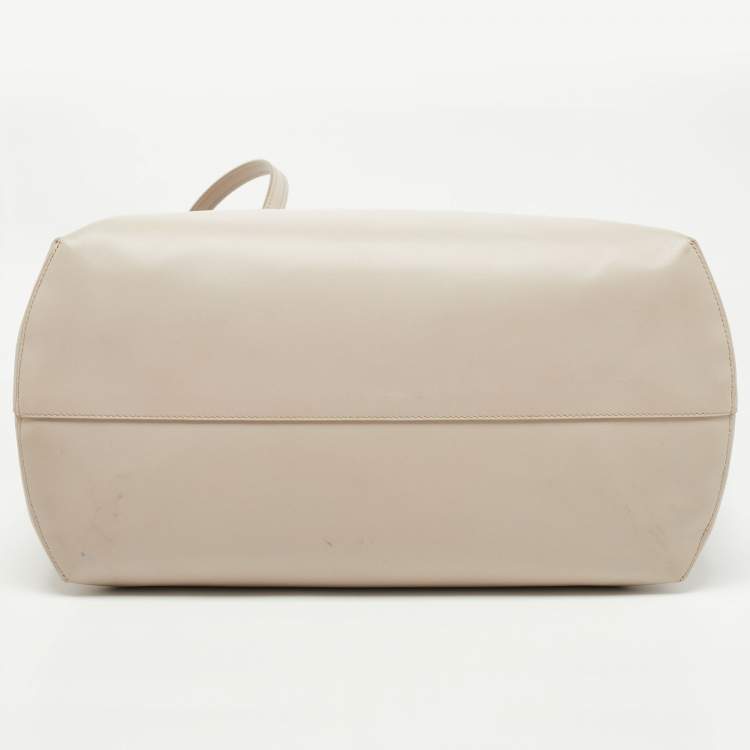 Pre Owned Fendi Light Beige Leather and Python Detail Monster Roll Tote