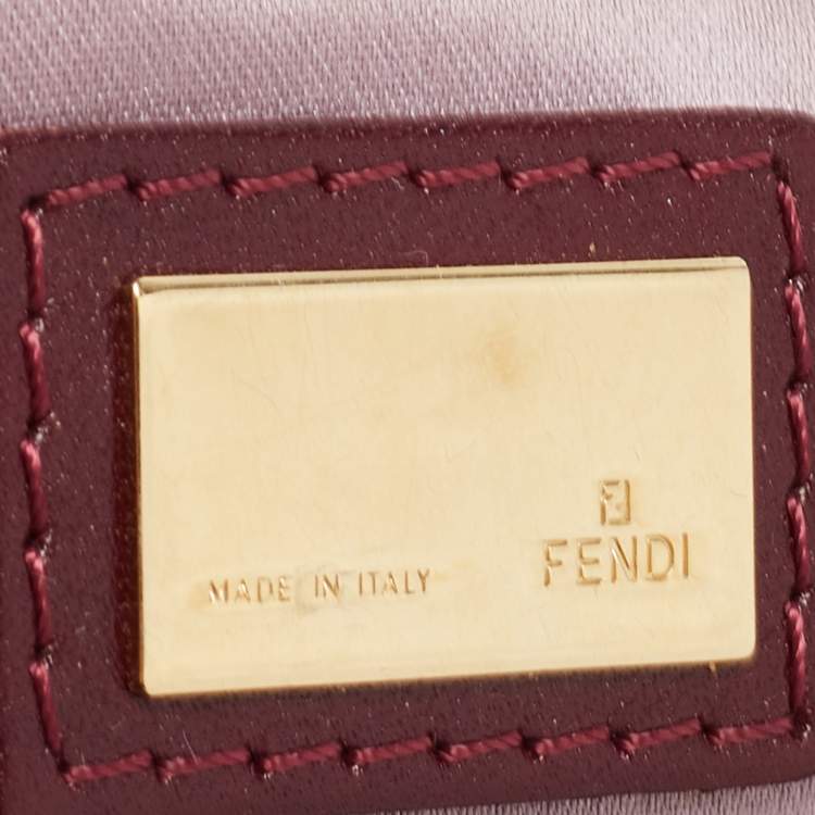 Pre Owned Fendi Purple/Beige Zucca Striped Velvet and Canvas Chef Shoulder Bag