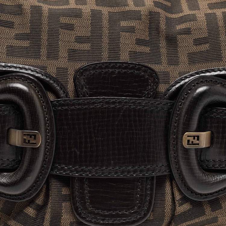 Pre Owned Fendi Tobacco Zucca Canvas and Leather B Bis Shoulder Bag 
