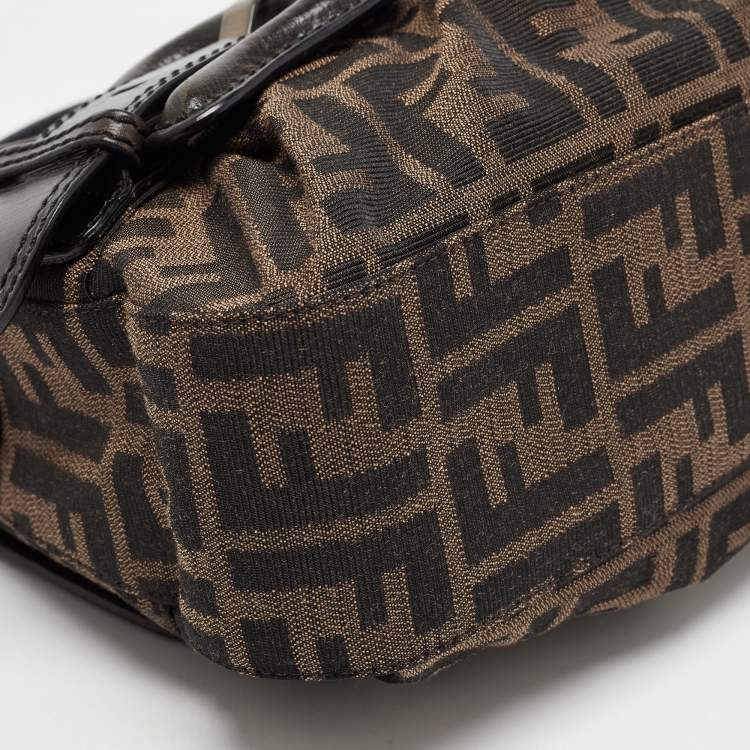 Pre Owned Fendi Tobacco Zucca Canvas and Leather B Bis Shoulder Bag 