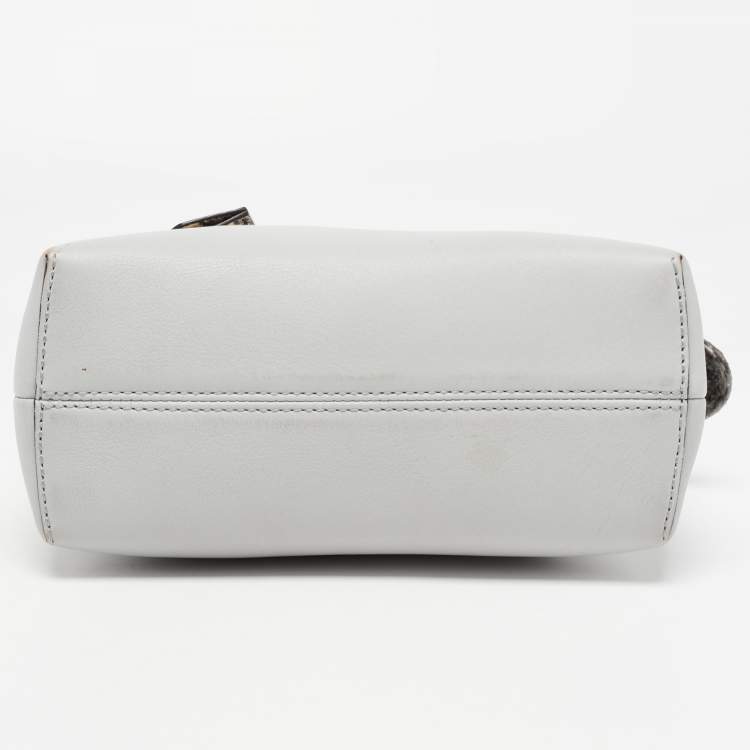 Pre Owned Fendi Light Blue Leather and Watersnake Mini By The Way Crossbody Bag