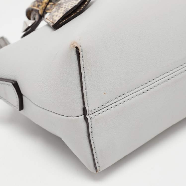 Pre Owned Fendi Light Blue Leather and Watersnake Mini By The Way Crossbody Bag