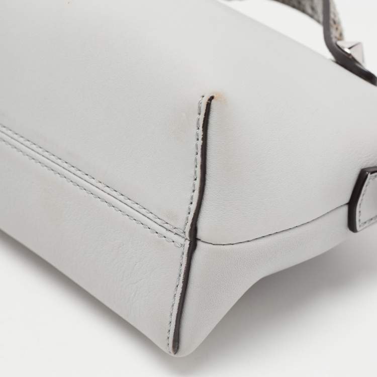 Pre Owned Fendi Light Blue Leather and Watersnake Mini By The Way Crossbody Bag