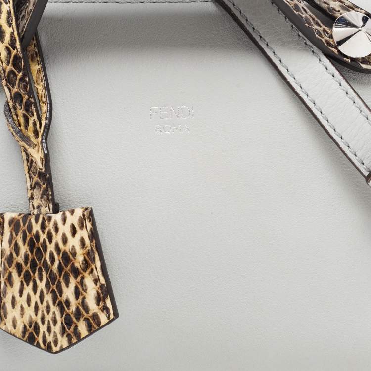 Pre Owned Fendi Light Blue Leather and Watersnake Mini By The Way Crossbody Bag