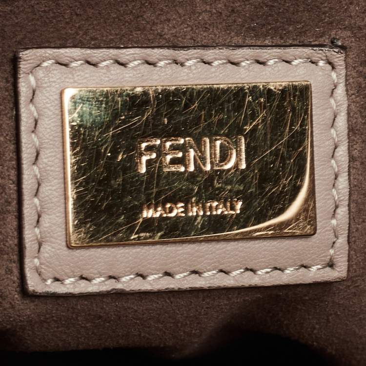 Pre Owned Fendi Beige Leather and Plexiglass Regular Peekaboo Top Handle Bag