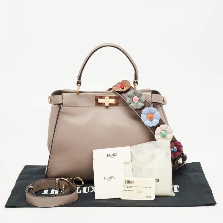 Pre Owned Fendi Beige Leather and Plexiglass Regular Peekaboo Top Handle Bag