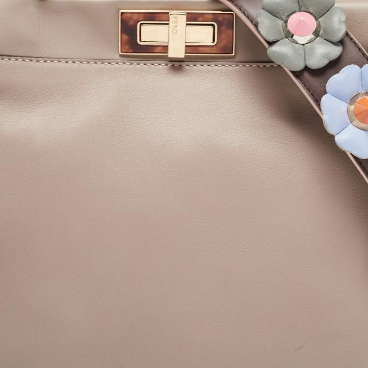 Pre Owned Fendi Beige Leather and Plexiglass Regular Peekaboo Top Handle Bag