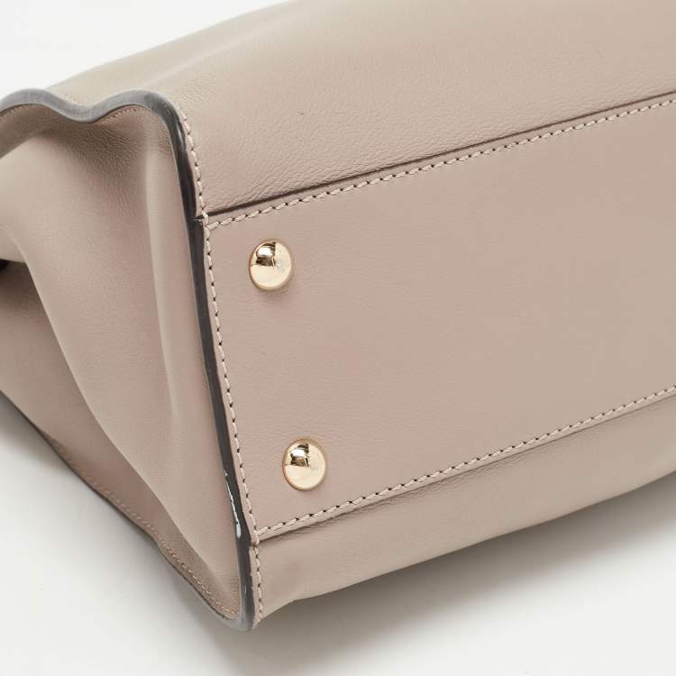 Pre Owned Fendi Beige Leather and Plexiglass Regular Peekaboo Top Handle Bag