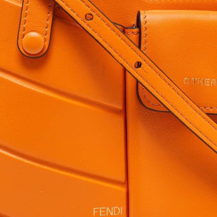 مملوكة مسبقًا Fendi Orange Leather Mini Two Pocket Crossbody Bag