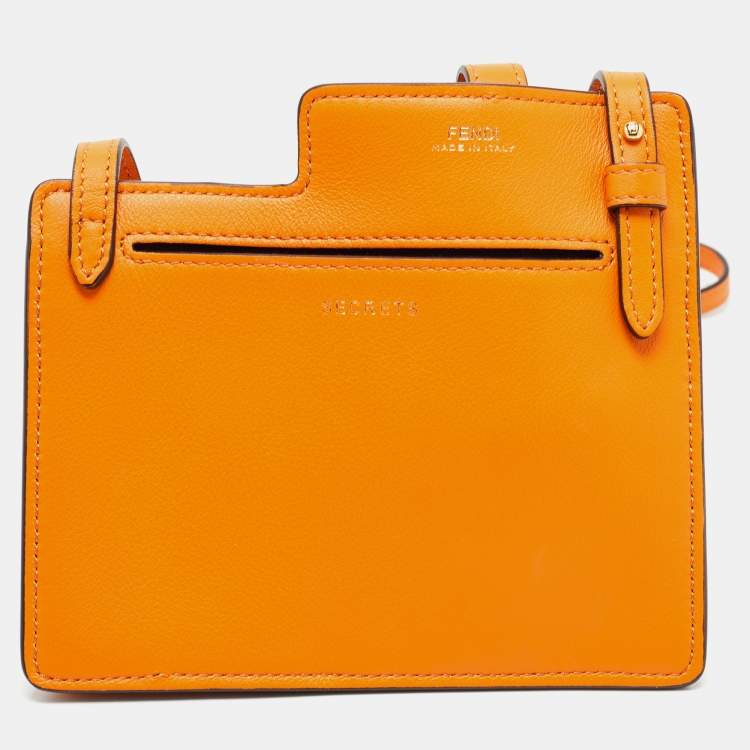 مملوكة مسبقًا Fendi Orange Leather Mini Two Pocket Crossbody Bag