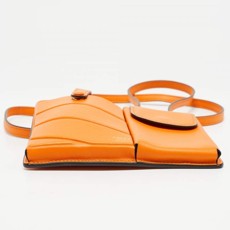 مملوكة مسبقًا Fendi Orange Leather Mini Two Pocket Crossbody Bag