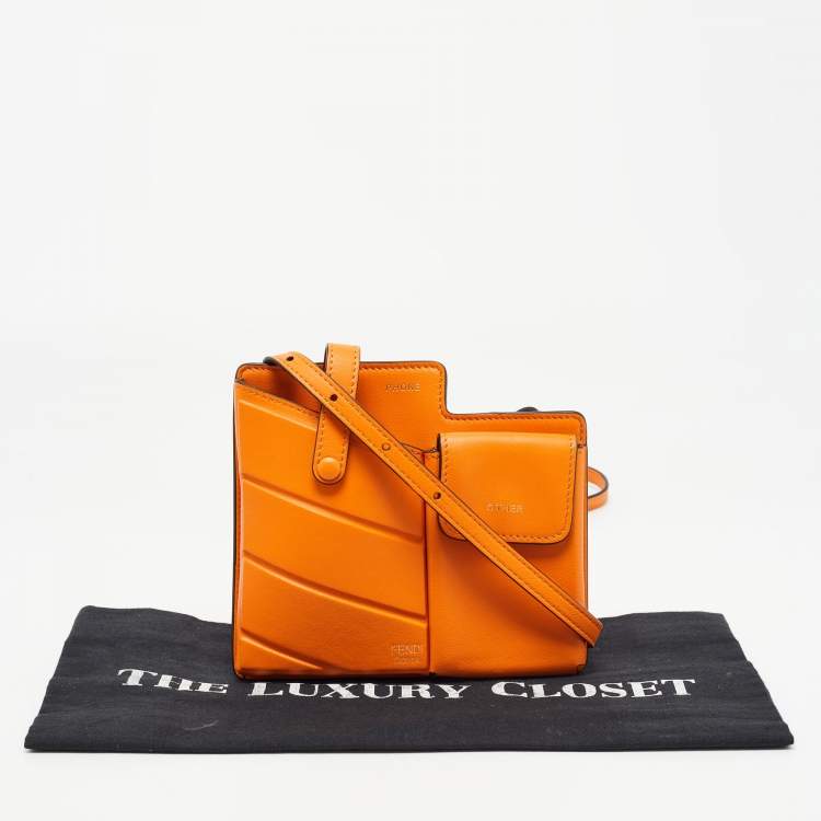 مملوكة مسبقًا Fendi Orange Leather Mini Two Pocket Crossbody Bag