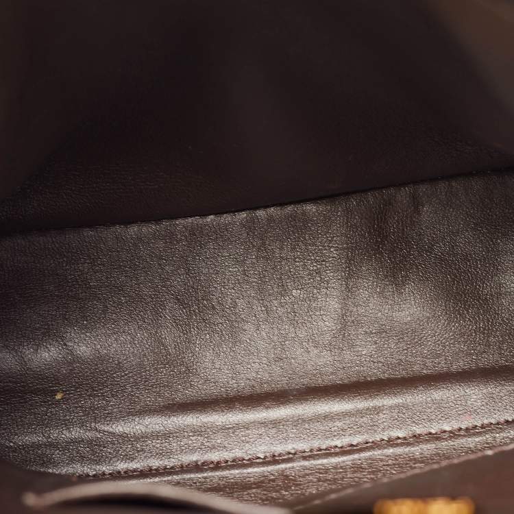 Pre Owned Fendi Brown Ostrich Leather Mini Peekaboo Top Handle Bag