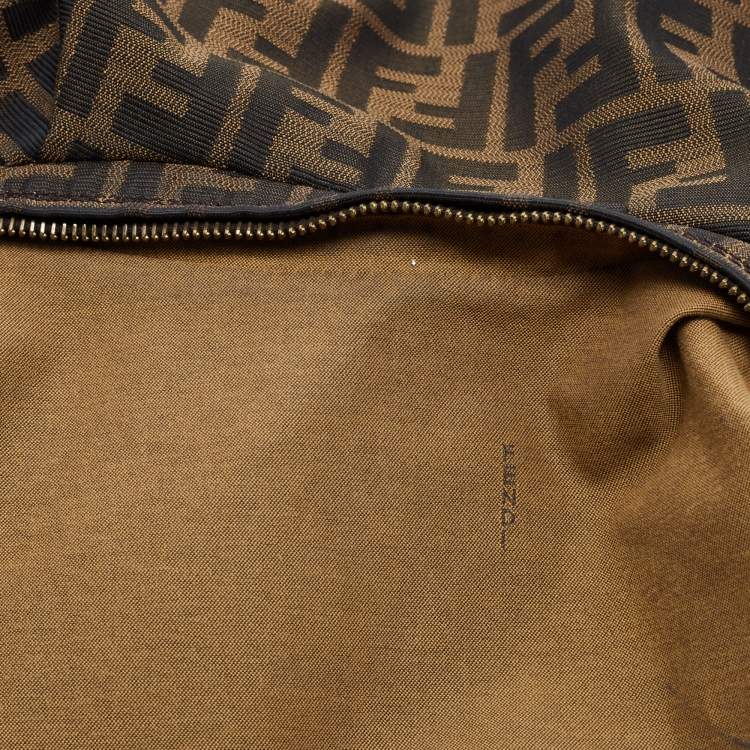 Pre Owned Fendi Tobacco Zucca Canvas and Leather Chef Chain Hobo