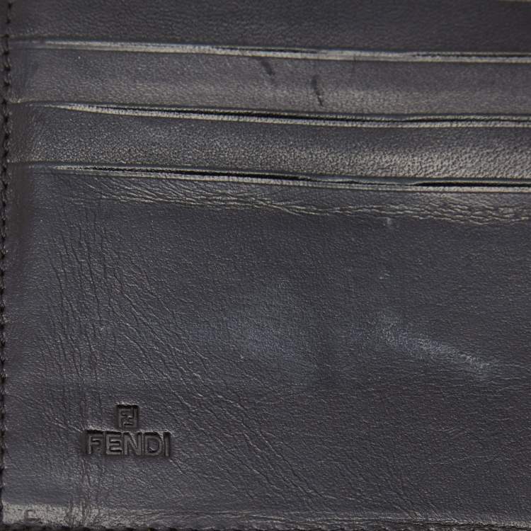 Pre Owned Fendi Black/Brown Zucchino Canvas and Leather Forever Continental Wallet