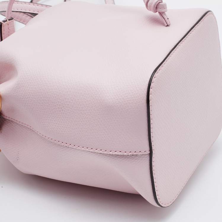 Pre Owned Fendi Pink Leather Mini Mon Tresor Drawstring Bucket Bag