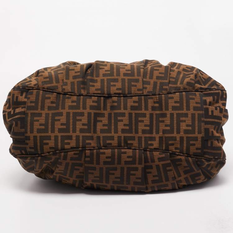 Pre Owned Fendi Tobacco Zucca Canvas Large Mia Shoulder Bag