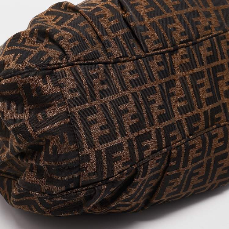 Pre Owned Fendi Tobacco Zucca Canvas Large Mia Shoulder Bag