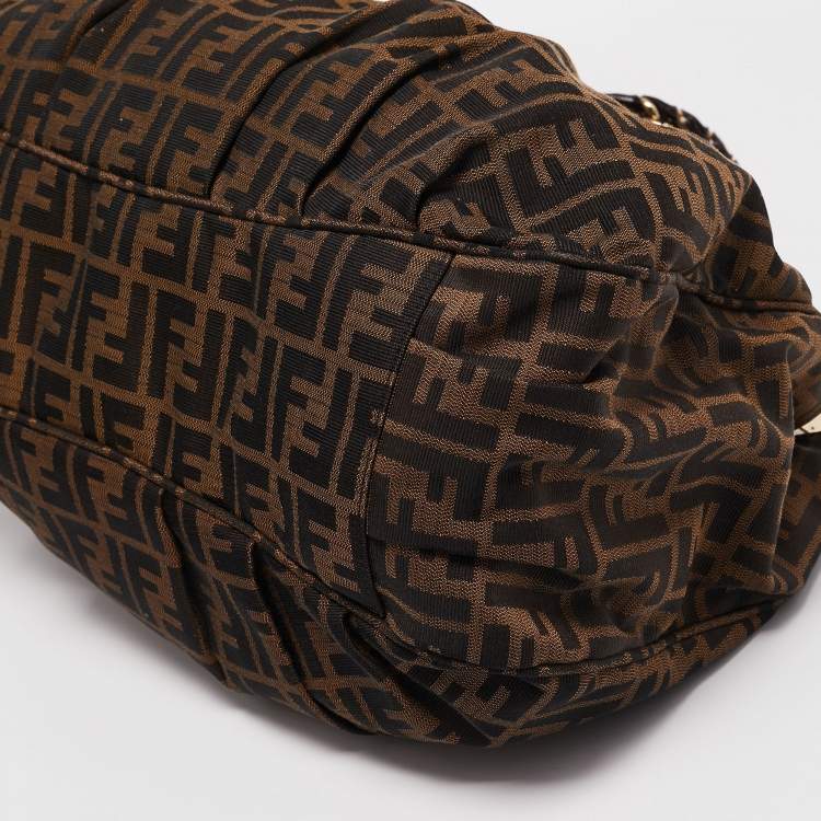 Pre Owned Fendi Tobacco Zucca Canvas Large Mia Shoulder Bag