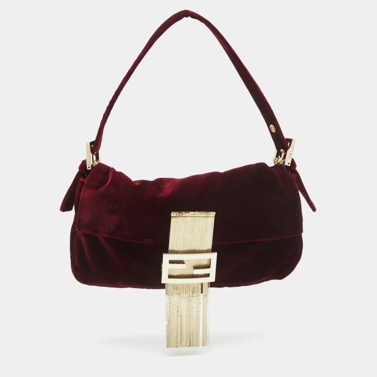 Fendi Red Velvet Medium Baguette Shoulder Bag Fendi | TLC