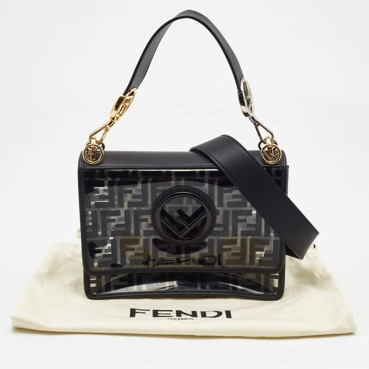 مملوكة مسبقًا Fendi Black/Clear FF PVC and Leather Kan I F Shoulder Bag
