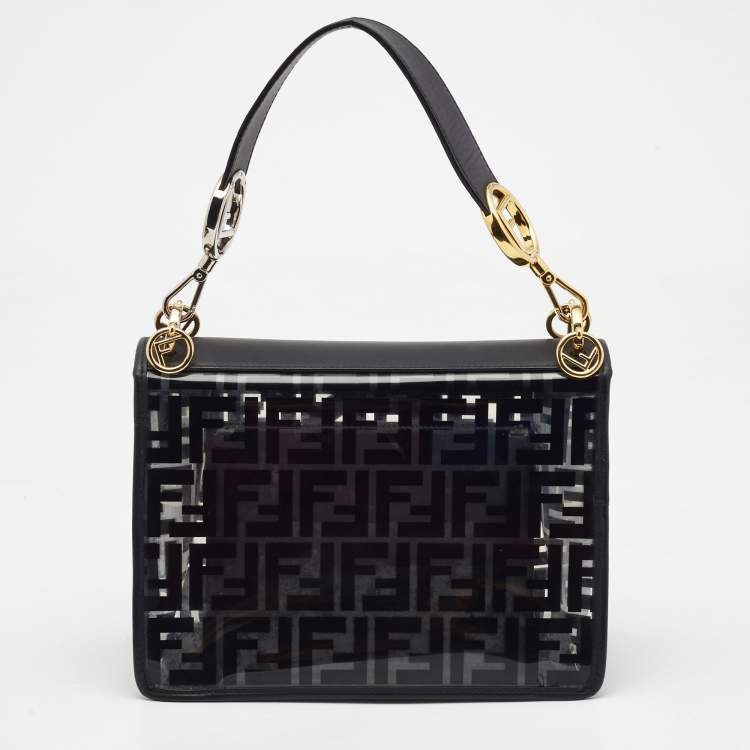 مملوكة مسبقًا Fendi Black/Clear FF PVC and Leather Kan I F Shoulder Bag
