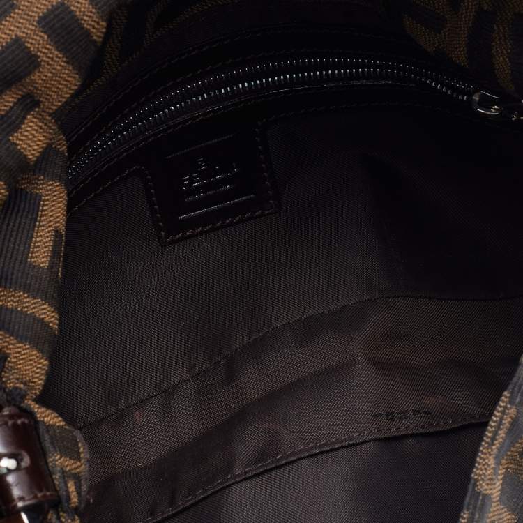 Pre Owned Fendi Tobacco Zucca Canvas and Leather Baguette Bag
