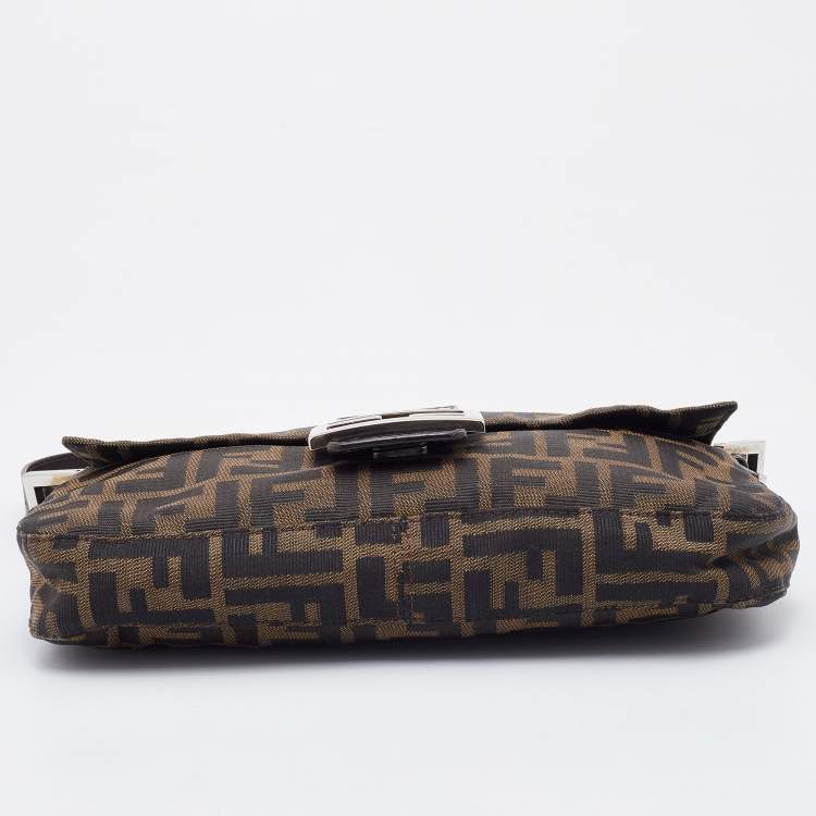 Pre Owned Fendi Tobacco Zucca Canvas and Leather Baguette Bag