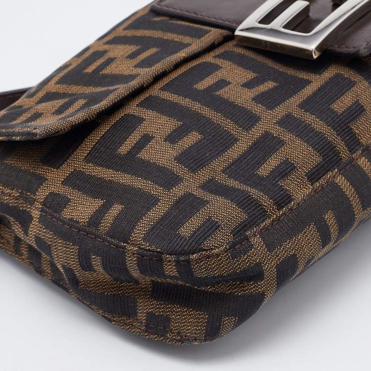 Pre Owned Fendi Tobacco Zucca Canvas and Leather Baguette Bag