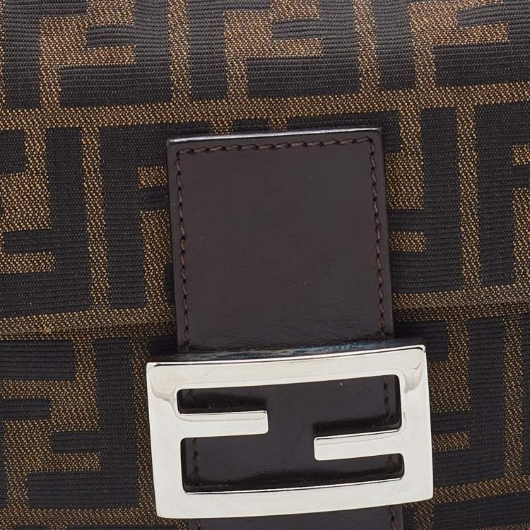 Pre Owned Fendi Tobacco Zucca Canvas and Leather Baguette Bag