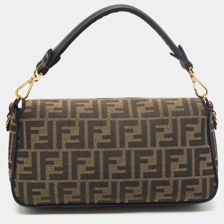 Pre Owned Fendi Tobacco Zucca Canvas Baguette Flap Top Handle Bag