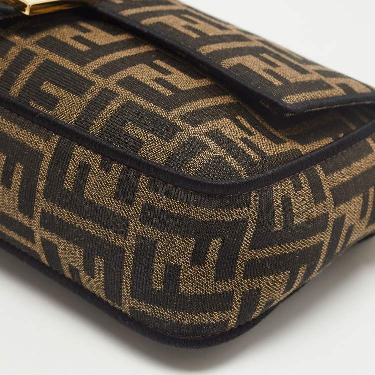 Pre Owned Fendi Tobacco Zucca Canvas Baguette Flap Top Handle Bag