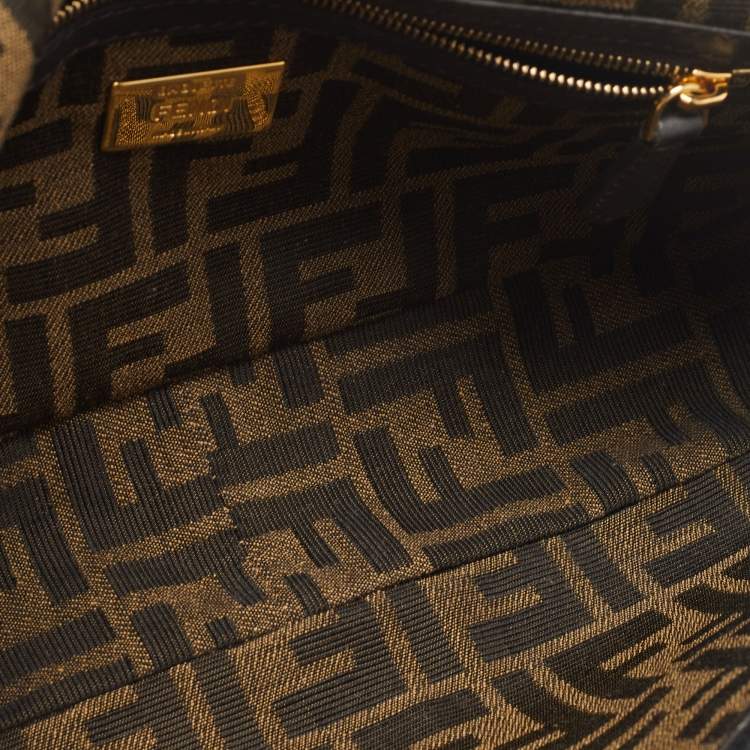 Pre Owned Fendi Tobacco Zucca Canvas Baguette Flap Top Handle Bag