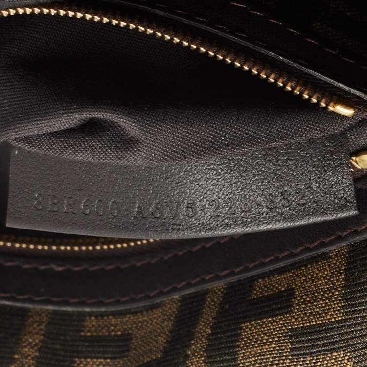 Pre Owned Fendi Tobacco Zucca Canvas Baguette Flap Top Handle Bag