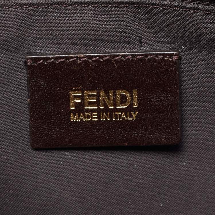 Pre Owned Fendi Tobacco Zucca Canvas and Patent Leather Mia Flap Shoulder Bag