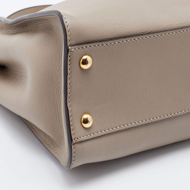 Pre Owned Fendi Beige Leather and Plexiglass Regular Peekaboo Top Handle Bag