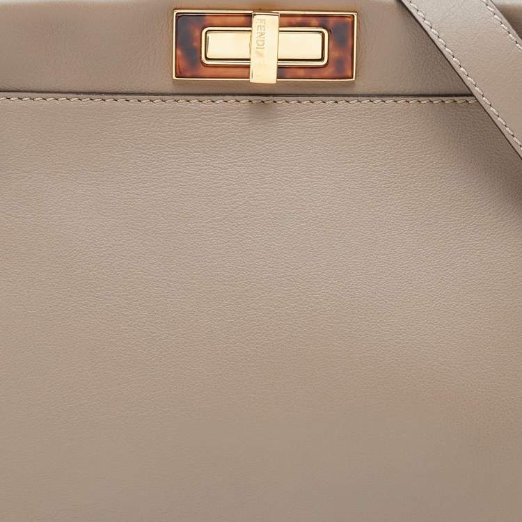 Pre Owned Fendi Beige Leather and Plexiglass Regular Peekaboo Top Handle Bag