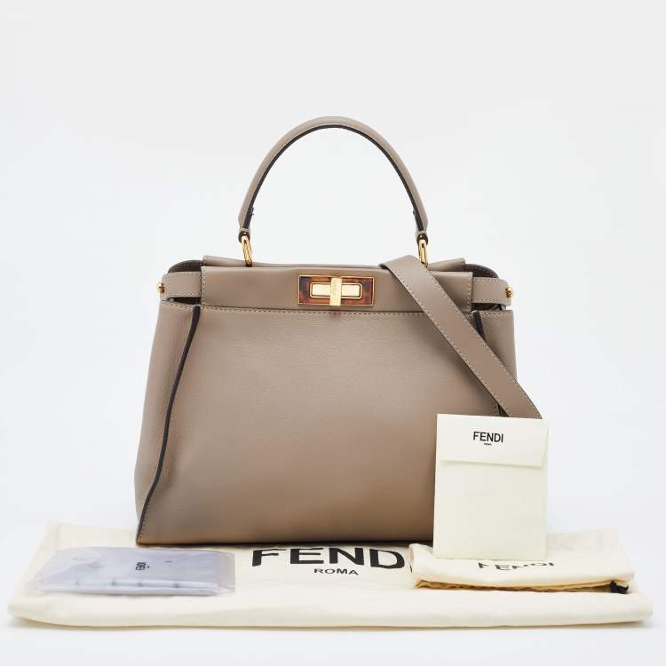 Pre Owned Fendi Beige Leather and Plexiglass Regular Peekaboo Top Handle Bag