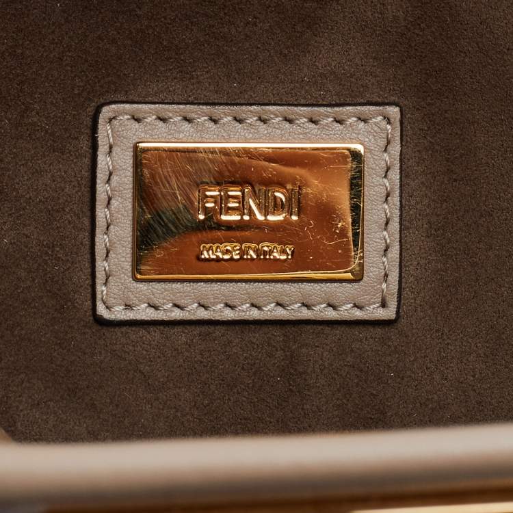 Pre Owned Fendi Beige Leather and Plexiglass Regular Peekaboo Top Handle Bag