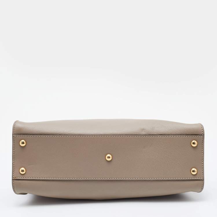 Pre Owned Fendi Beige Leather and Plexiglass Regular Peekaboo Top Handle Bag