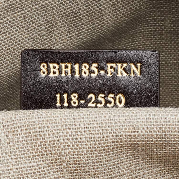 Pre Owned Fendi Tobacco/Red Pequin Striped Canvas and Leather Roll Shopper Tote