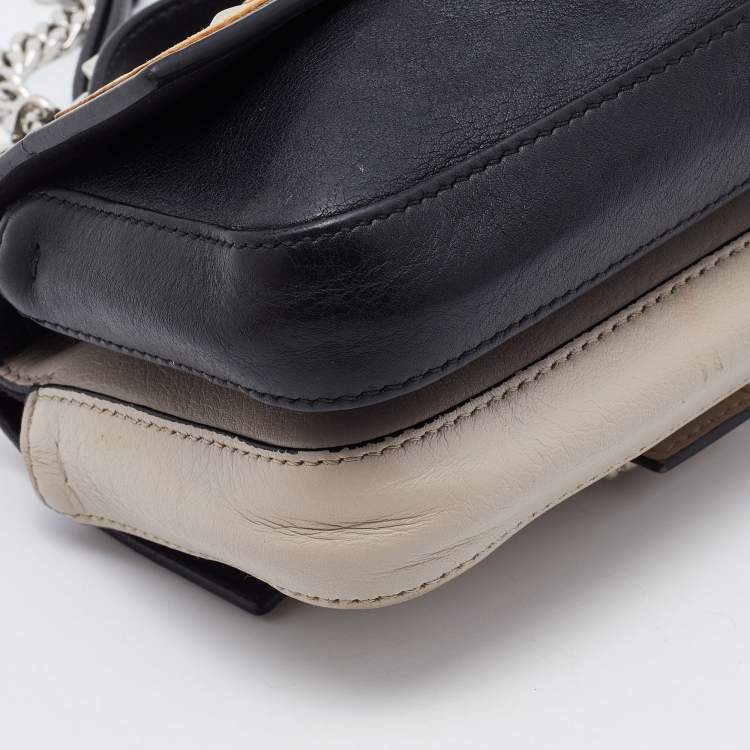 Pre Owned Fendi Multicolor Leather and Watersnake Leather Monster Micro Double Baguette Bag