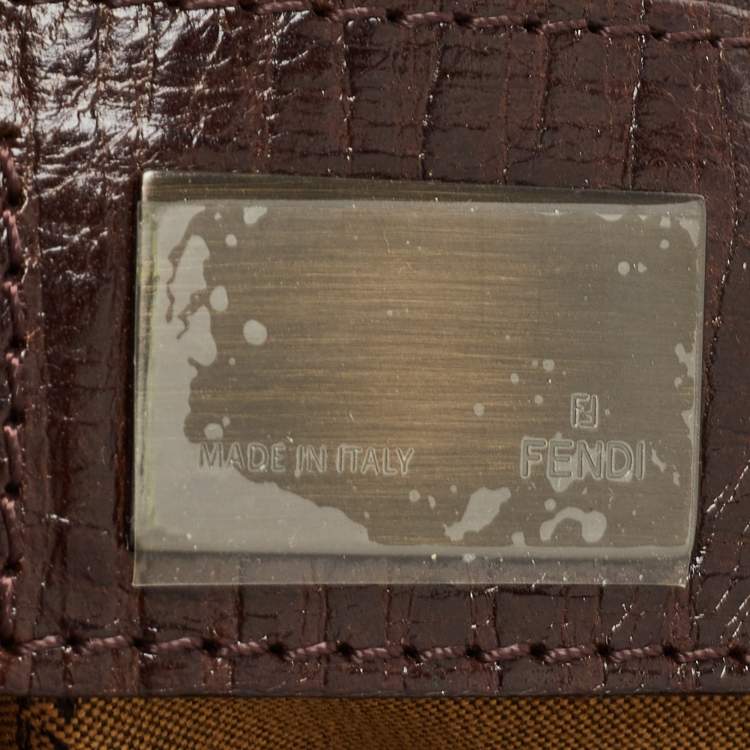 Pre Owned Fendi Tobacco Zucca Canvas and Leather Chef De Jour Bag